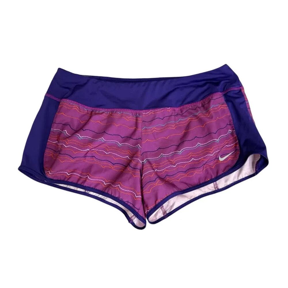 Nike Dri-FIT Running Shorts Purple Wave Print